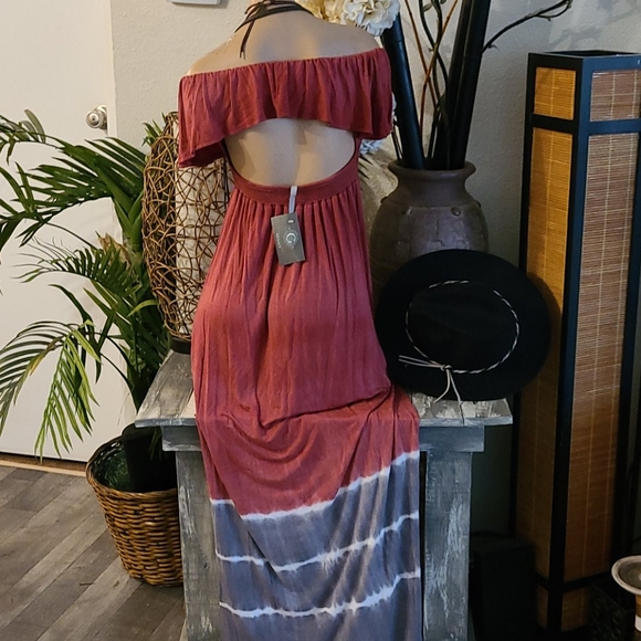 MONA B NEW NWT MAXI MULTI TIE DYE DRESS S/M - Picture 15 of 16